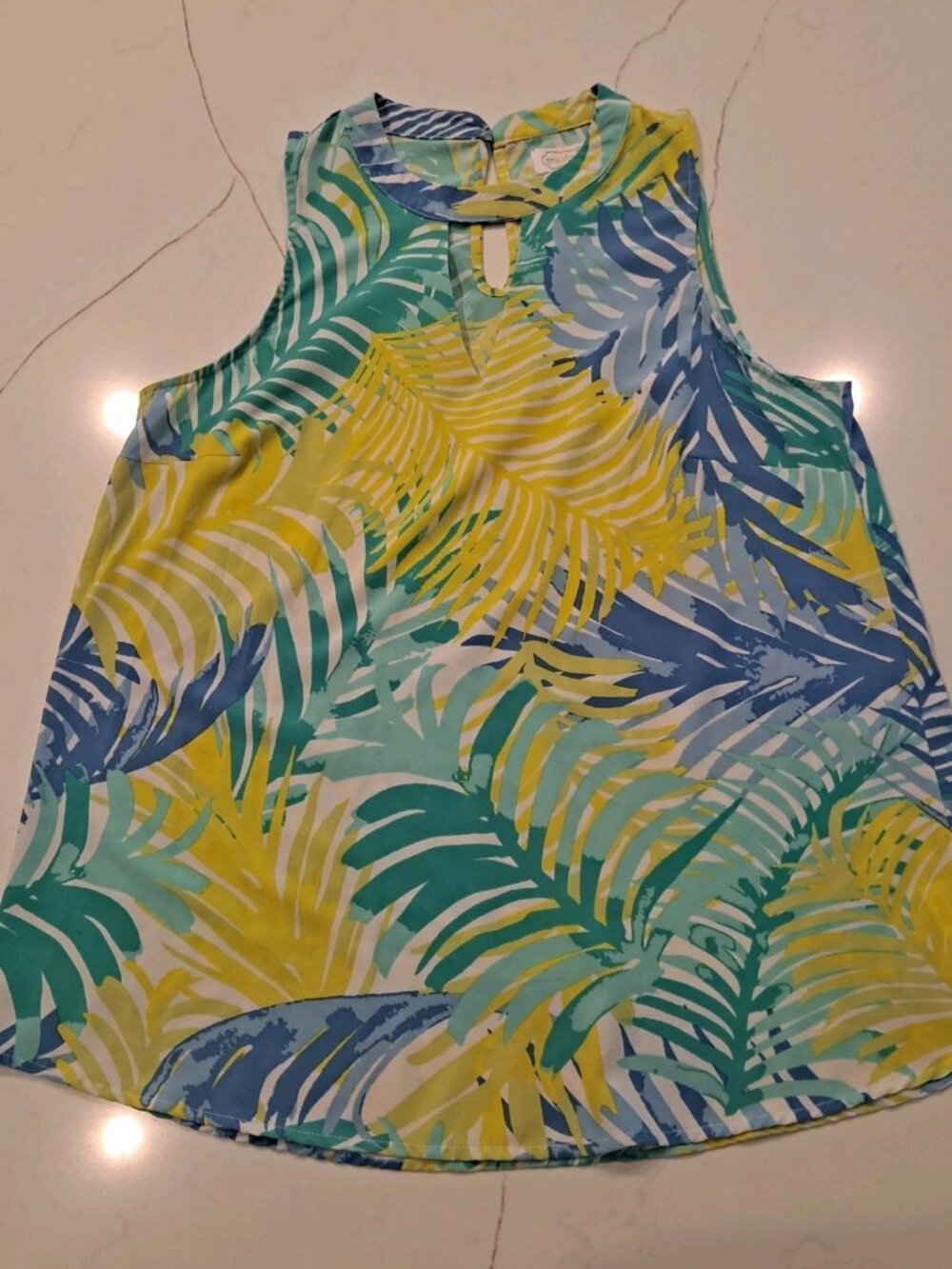 Tropical Mud PIE SMALL SLEEVELESS Blouse Keyoles - Green Teal Blue Yellow White
